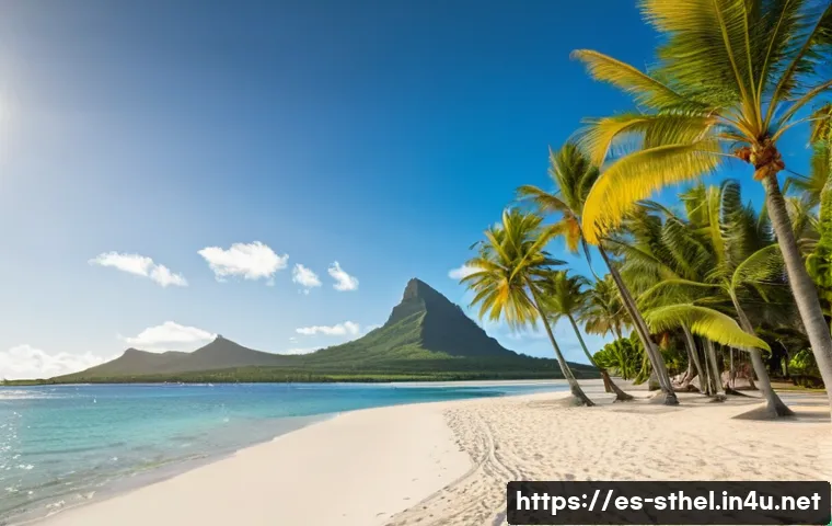 세인트헬레나 비교  모리셔스 vs 세인트헬레나 - **Mauritius - Tropical Beach Luxury and Cultural Harmony:** A breathtaking panoramic view of a prist...
