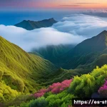 Home 16 세인트헬레나 사진 명소 - A breathtaking panoramic view from the summit of Diana’s Peak on Saint Helena island during sunrise....