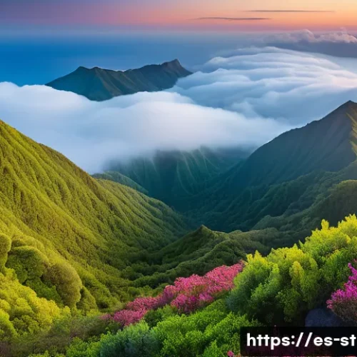 Home 28 세인트헬레나 사진 명소 - A breathtaking panoramic view from the summit of Diana’s Peak on Saint Helena island during sunrise....
