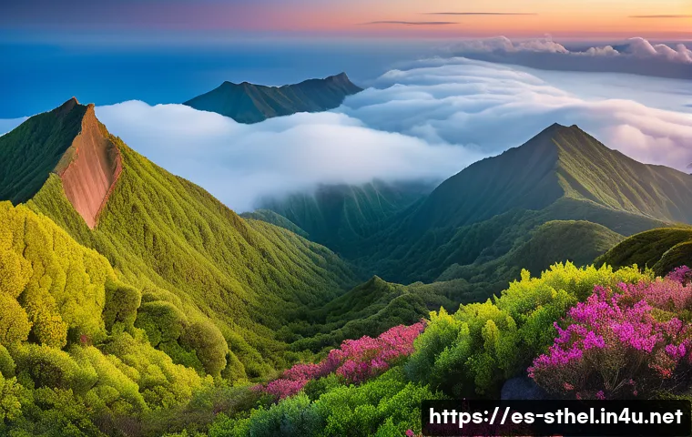 세인트헬레나 사진 명소 - A breathtaking panoramic view from the summit of Diana&rsquo;s Peak on Saint Helena island during sunrise....