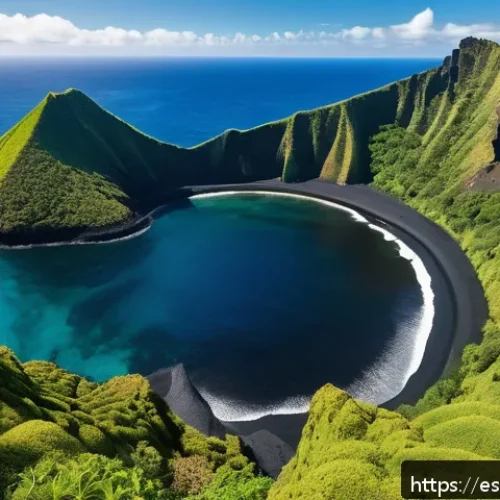 Home 15 세인트헬레나 역사 및 문화 - A breathtaking volcanic island landscape featuring steep, jagged peaks and dramatic black sand beach...